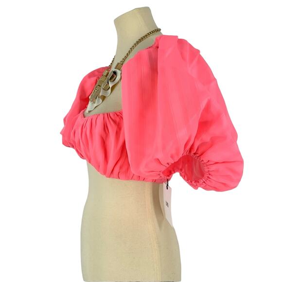 LPA Caspian Tube Top Neon Pink Women’s Small Puff Sleeves NEW - Picture 2 of 9
